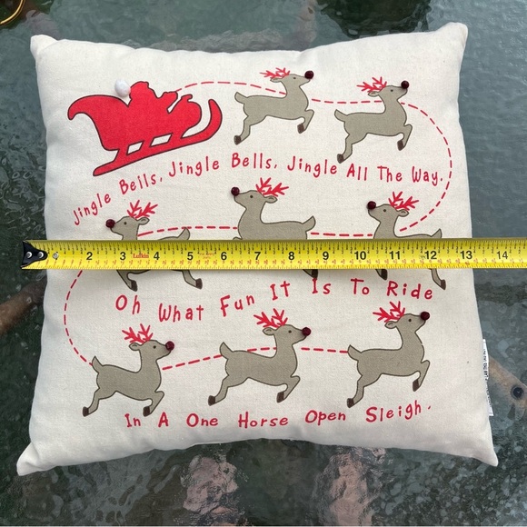 Ashland Decorative Throw Pillow Santa Sleigh Reindeer 3D Nose Jingle Bells - Picture 9 of 9